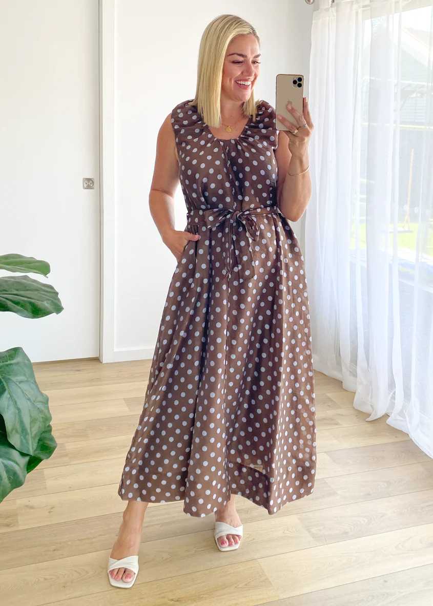 Poppi Maxi Dress - Chocolate Polka - Image 7