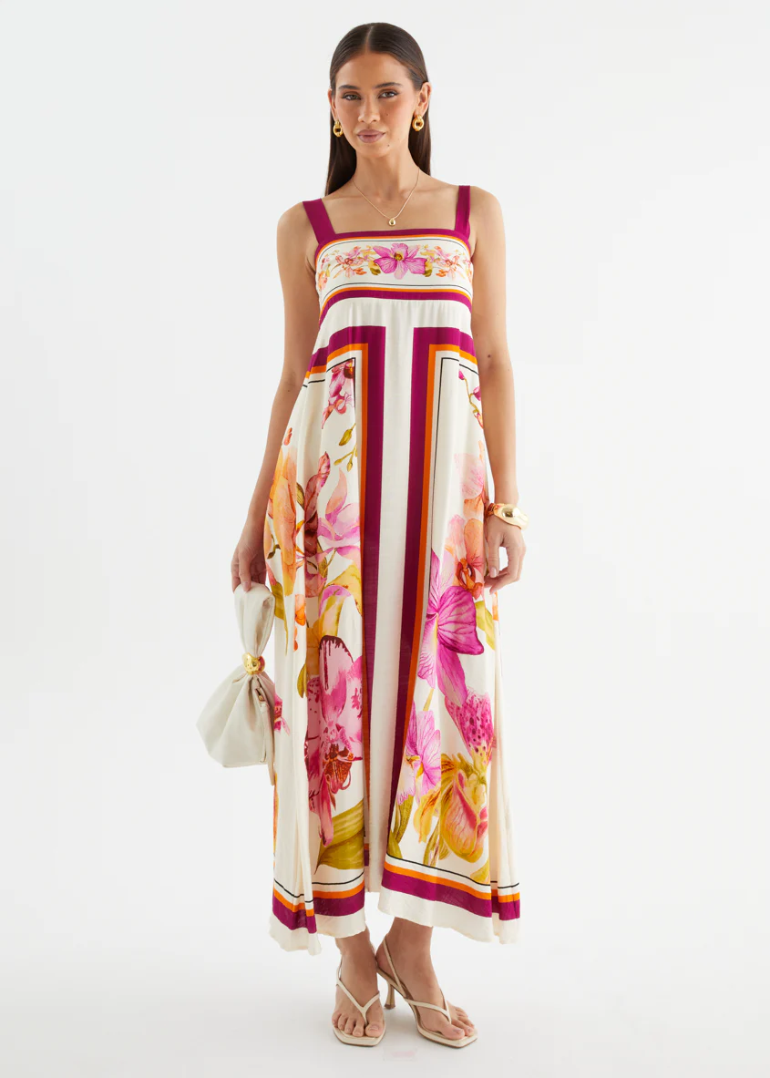 Priscilla Maxi Dress - Fuchsia Orchids - Image 4