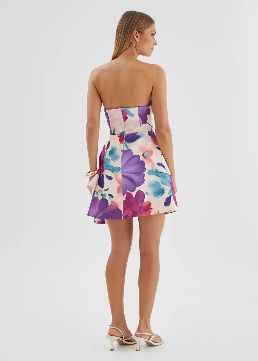Prunella Strapless Dress - Mauve Floral - Image 7