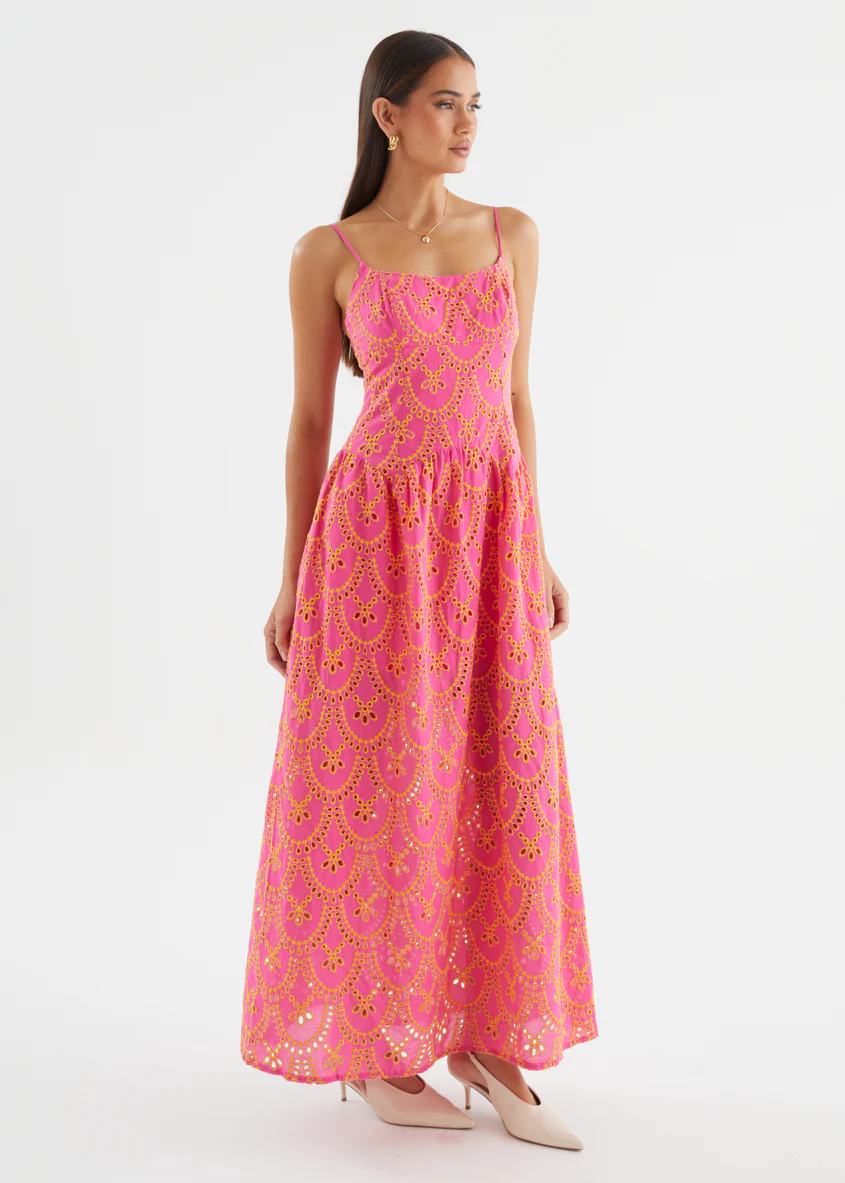 Purila Maxi Dress - Pink Embroidered - Image 11