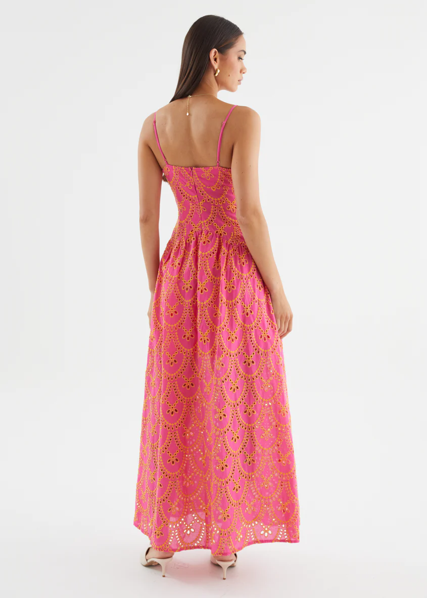 Purila Maxi Dress - Pink Embroidered - Image 12