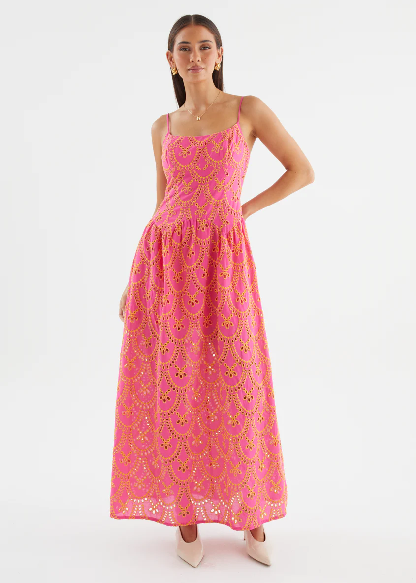 Purila Maxi Dress - Pink Embroidered - Image 8
