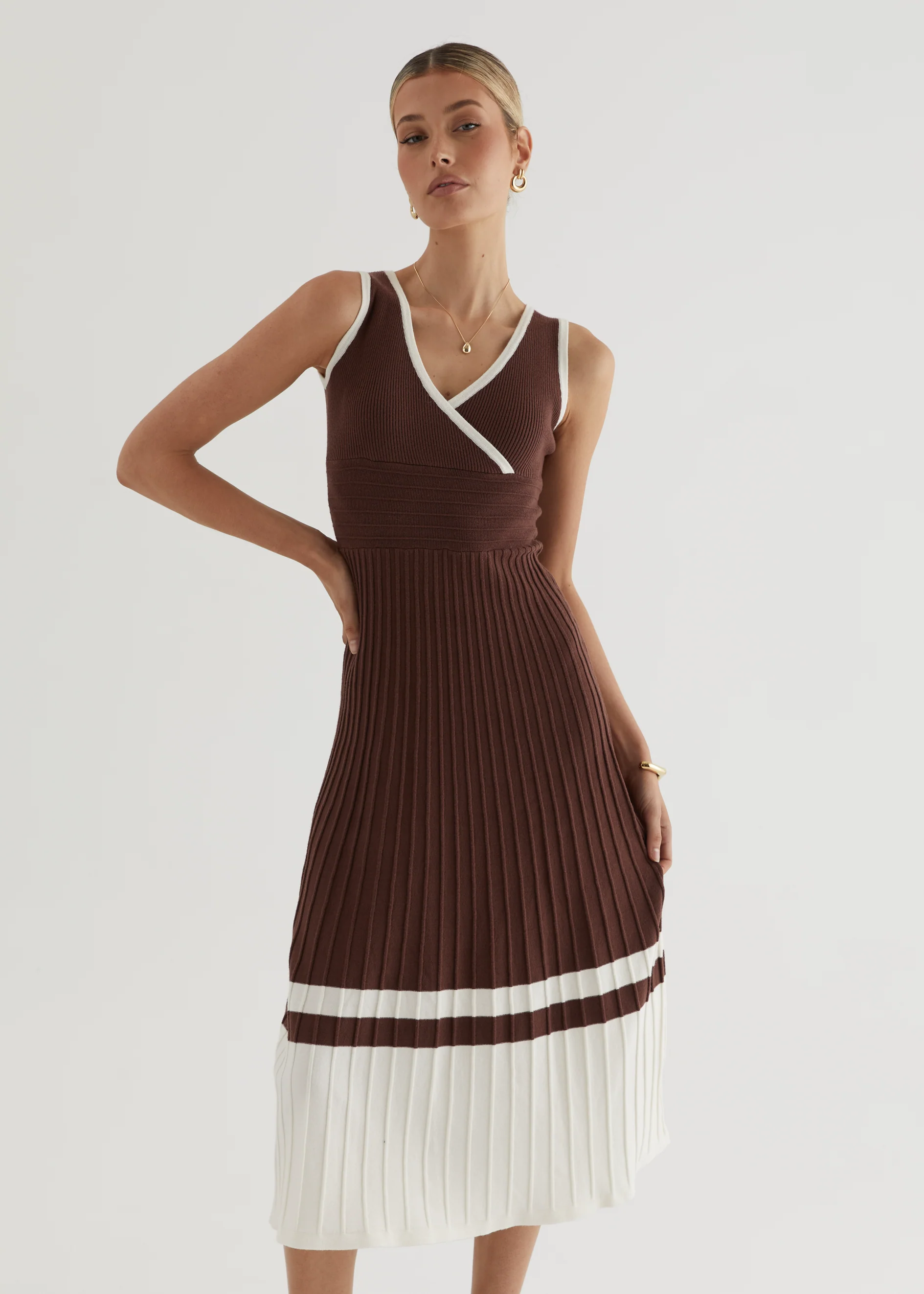 Radiate Knit Midi Dress - Chocolate - Image 13