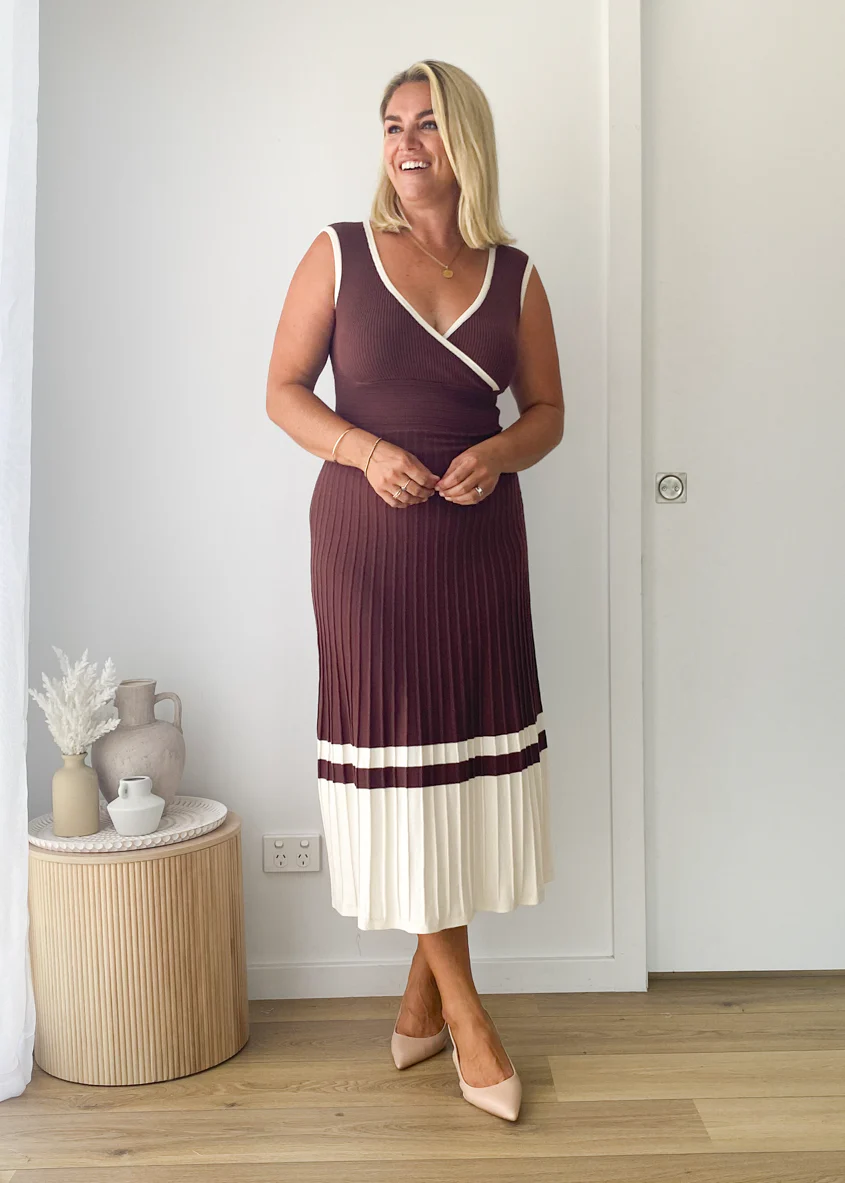 Radiate Knit Midi Dress - Chocolate - Image 4