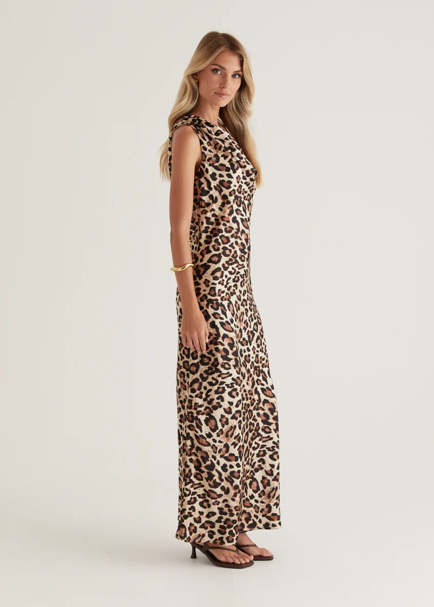 Reiko Drop Shoulder Maxi Dress - Leopard - Image 9