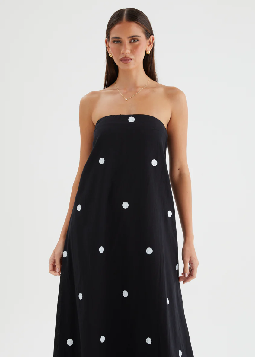 Remora Strapless Maxi Dress - Black Polka - Image 3