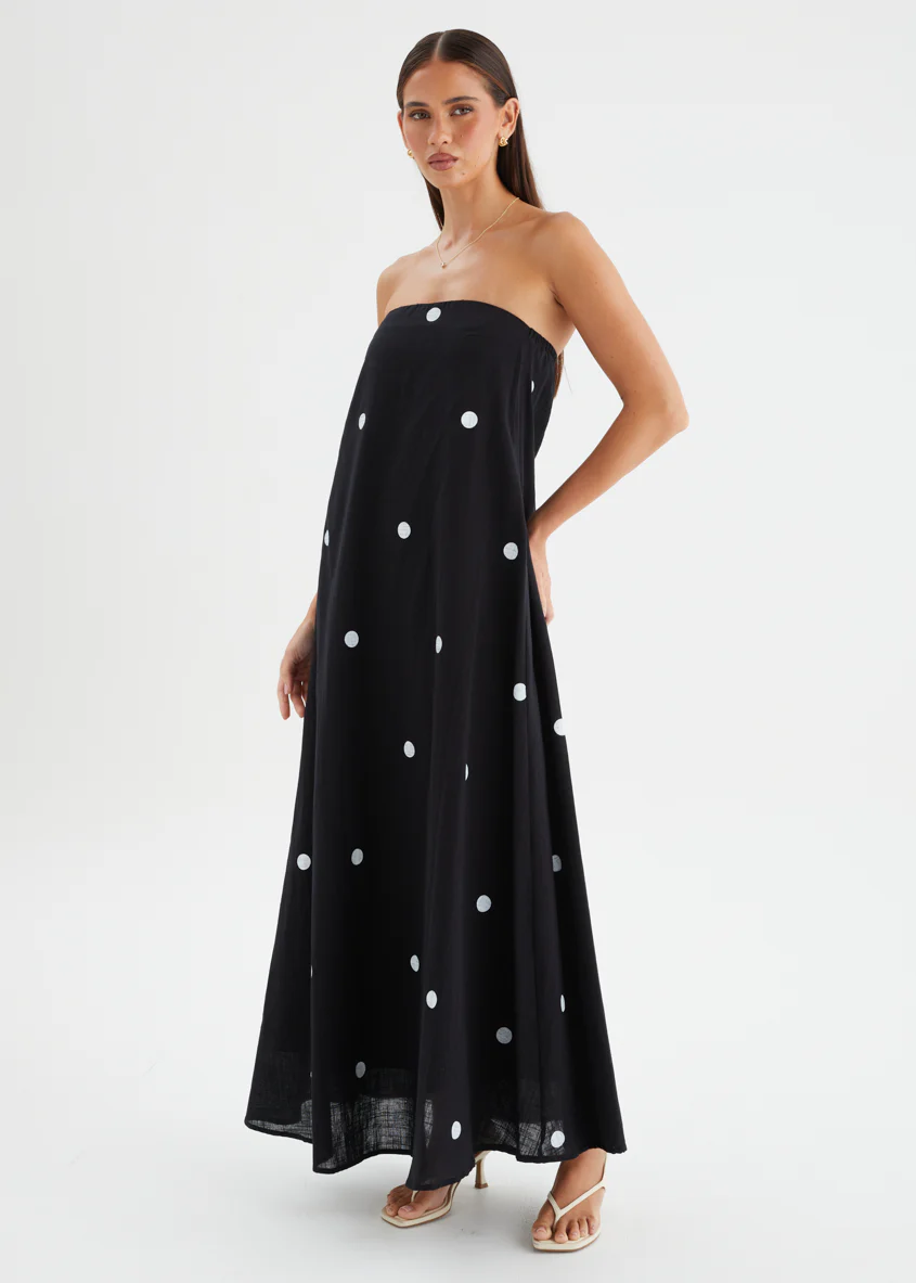 Remora Strapless Maxi Dress - Black Polka - Image 6