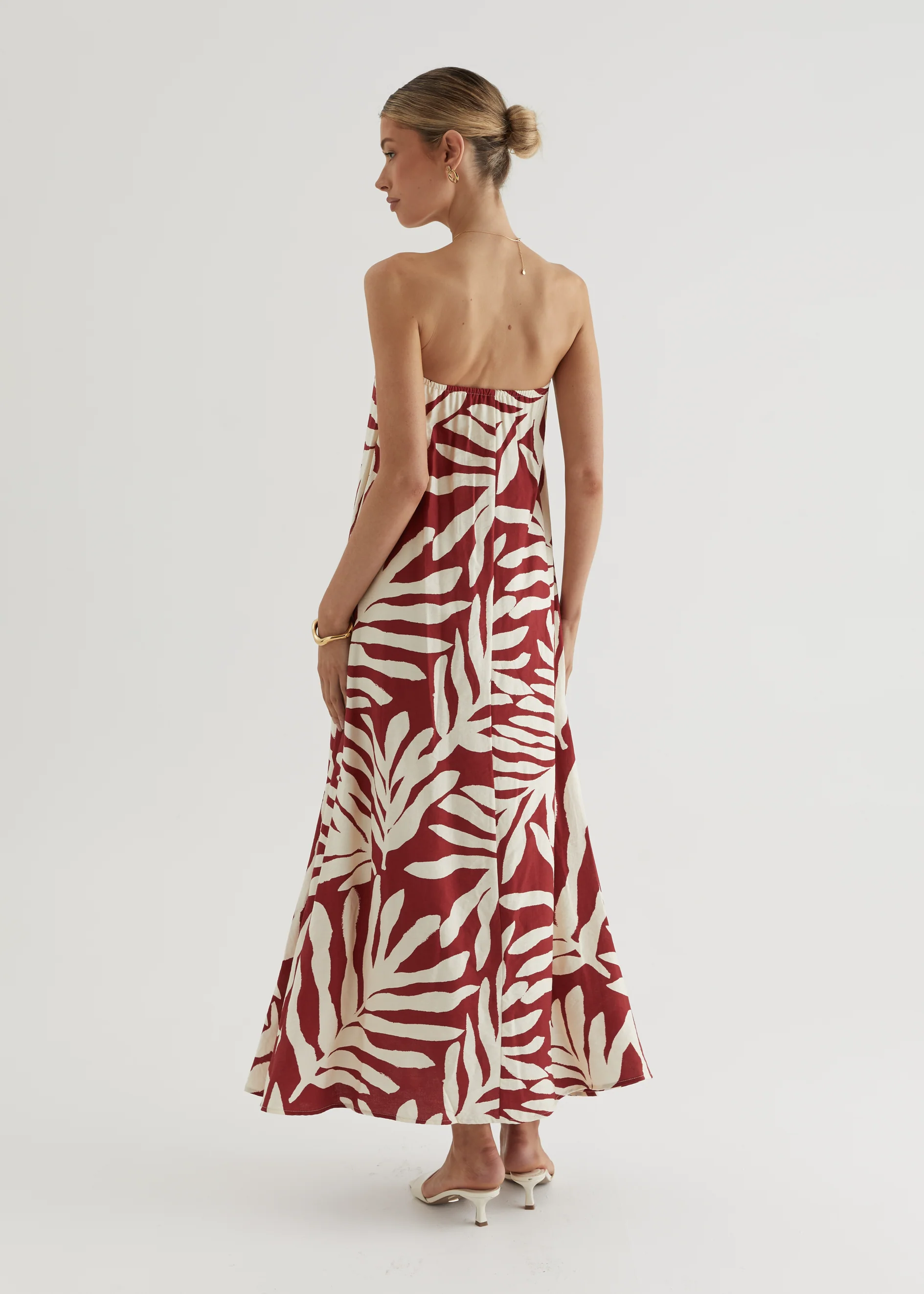 Remora Strapless Maxi Dress - Ruby Leaf - Image 18