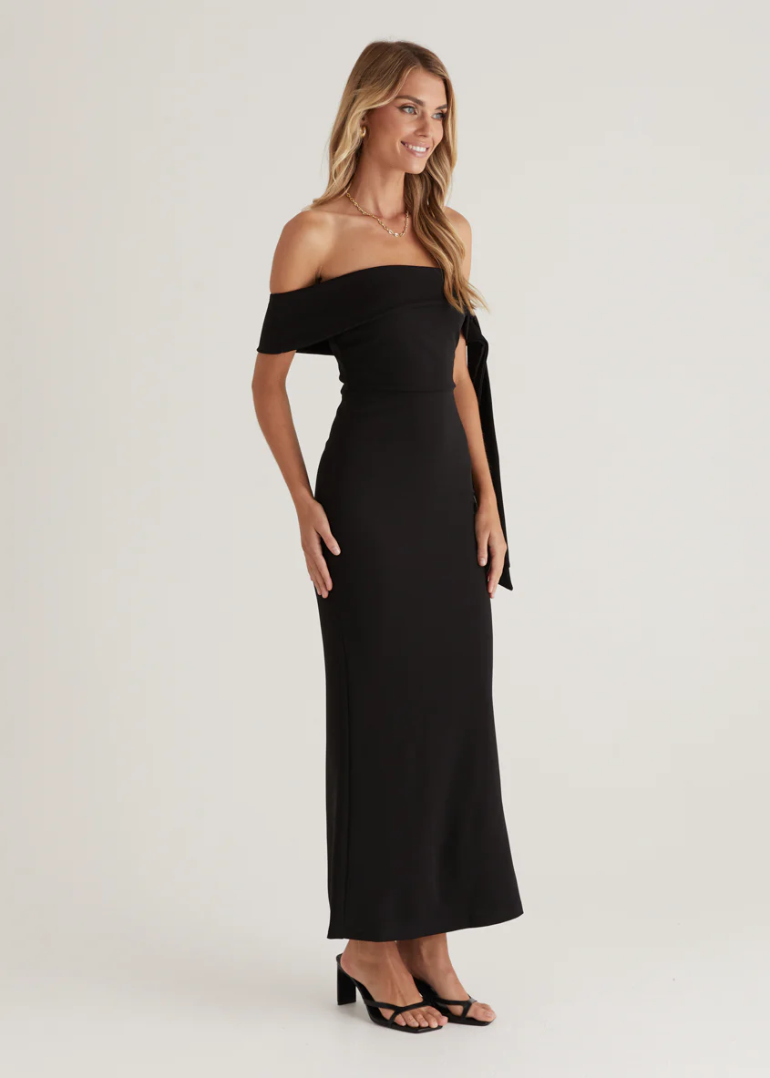 Renia Off Shoulder Maxi Dress - Black - Image 6