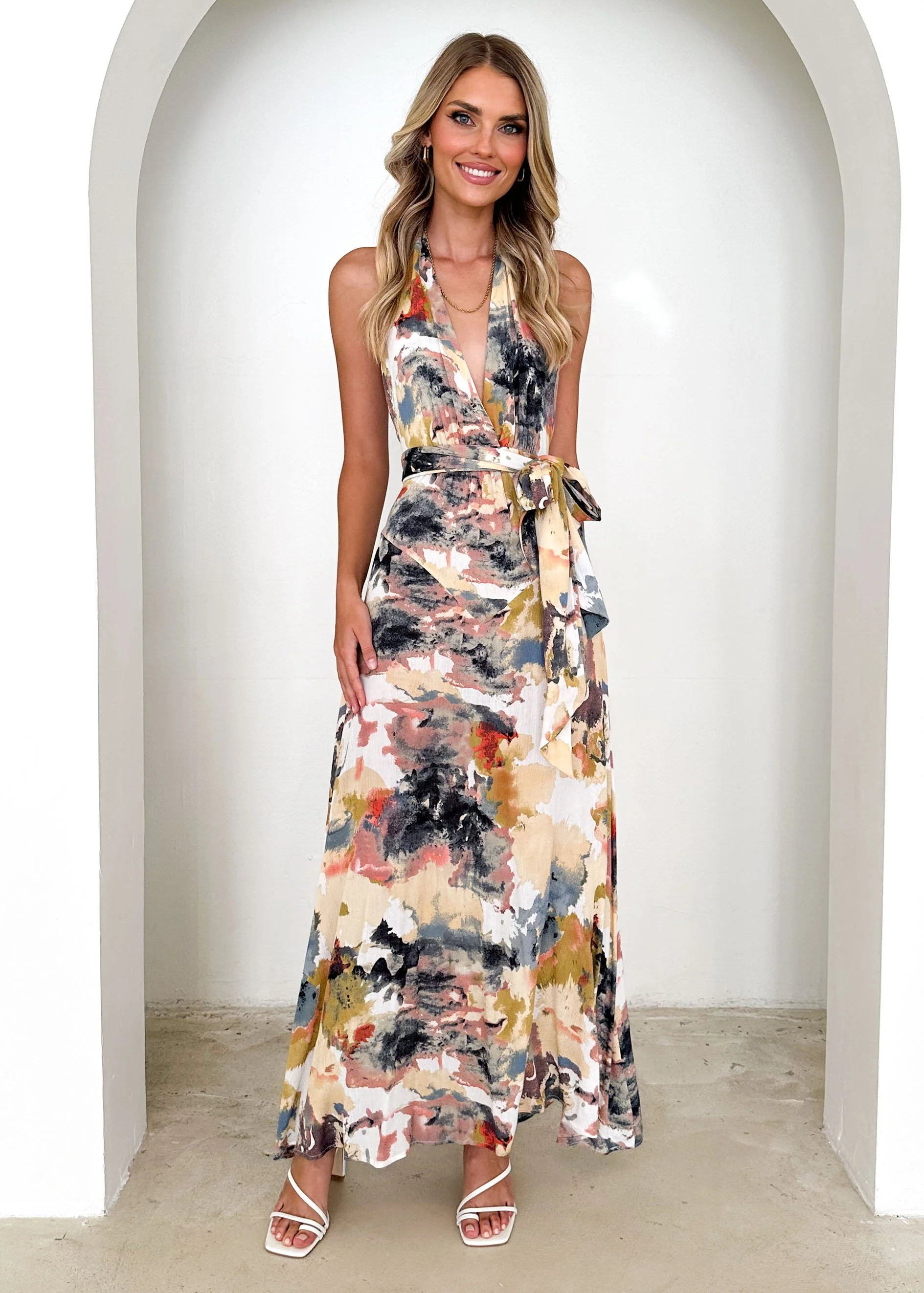 Reyna Halter Maxi Dress - Ink Splash - Image 5