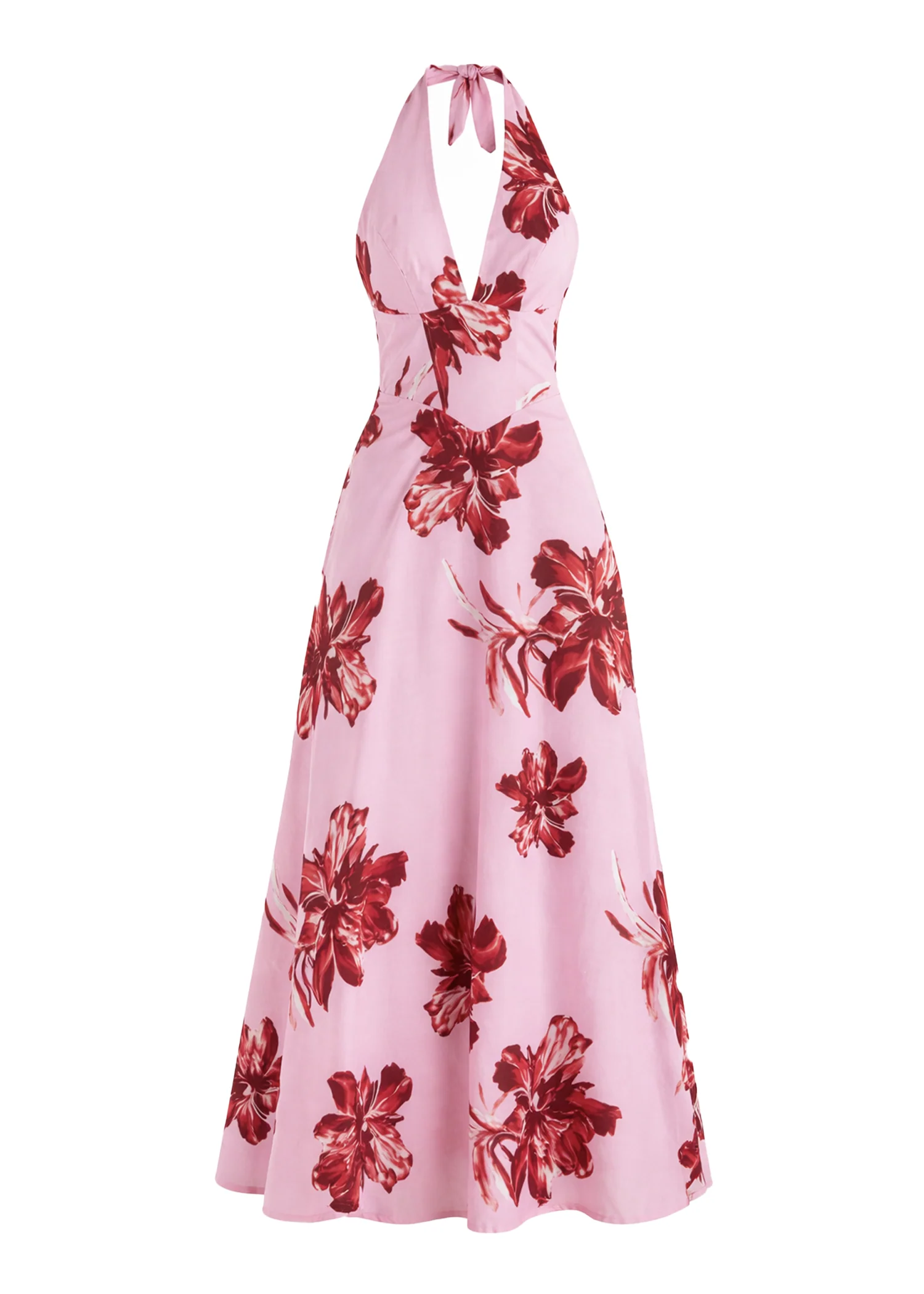 Ricky Halter Maxi Dress - Red Flowers - Image 2