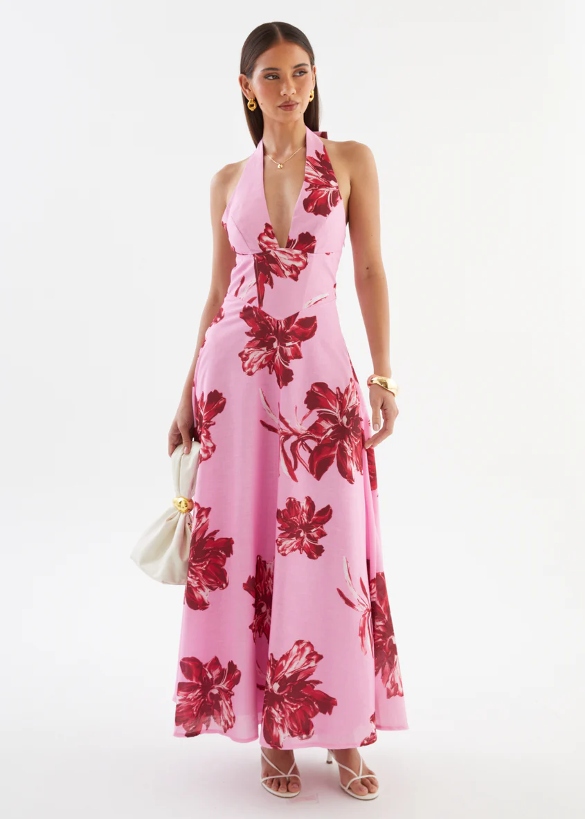Ricky Halter Maxi Dress - Red Flowers - Image 5