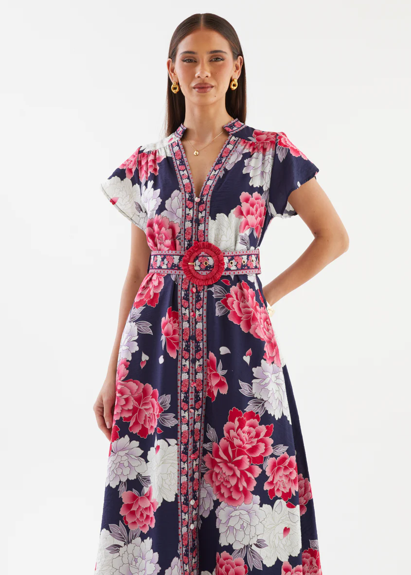 Rosetta Midi Dress - Crimson Peony - Image 3