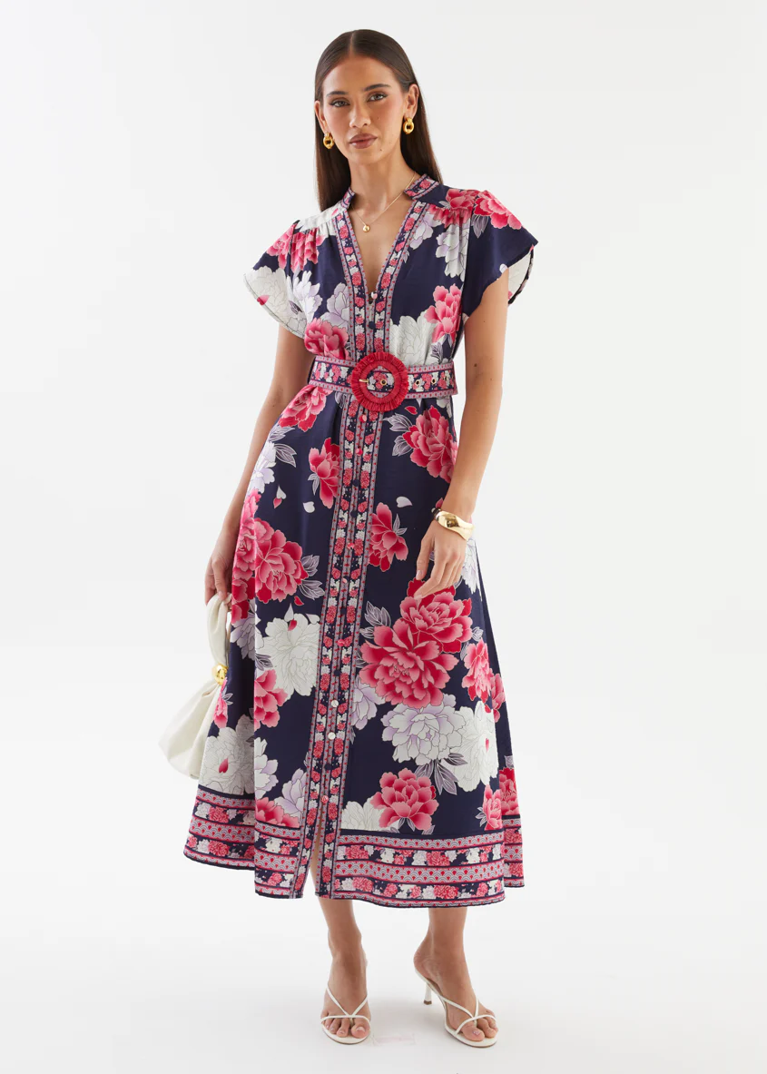 Rosetta Midi Dress - Crimson Peony - Image 4