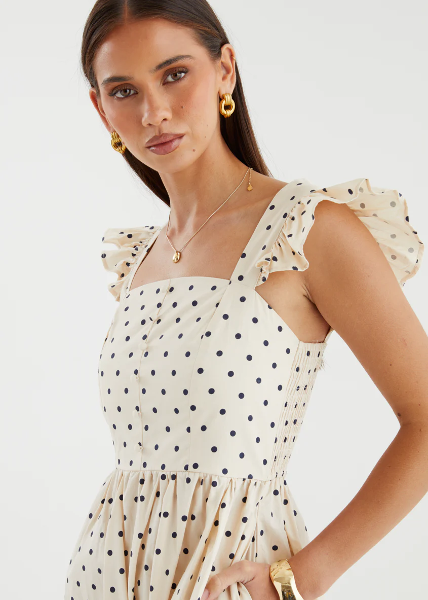 Ryanna Midi Dress - Beige Polka Dot - Image 11