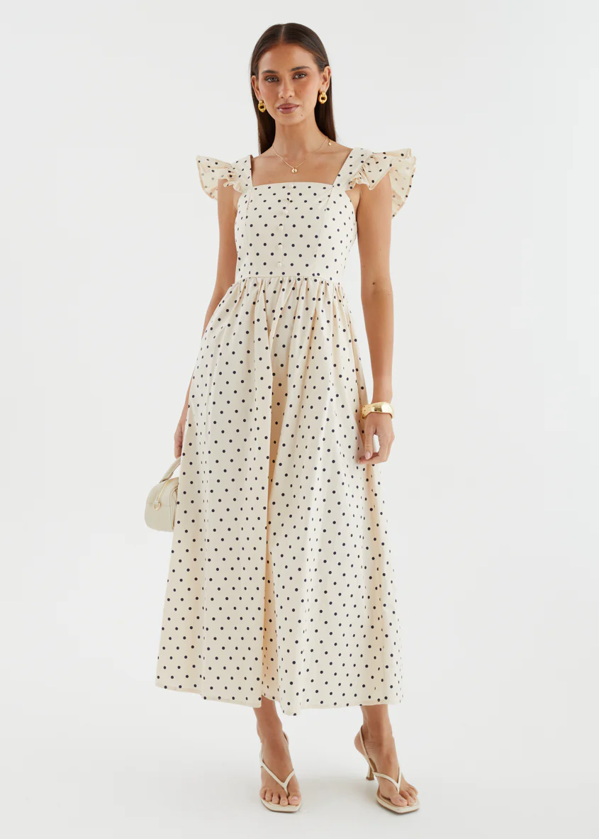Ryanna Midi Dress - Beige Polka Dot - Image 8