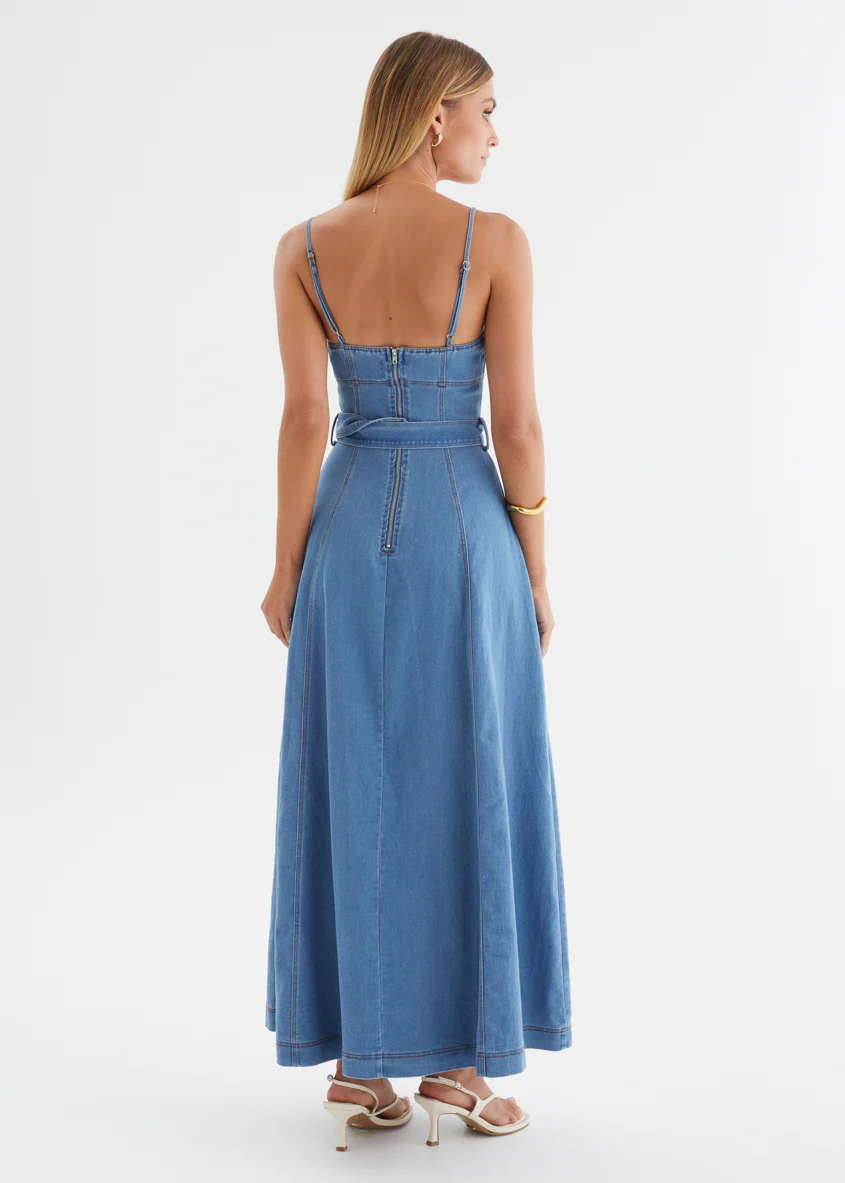 Sabar Denim Maxi Dress - Mid Blue - Image 8