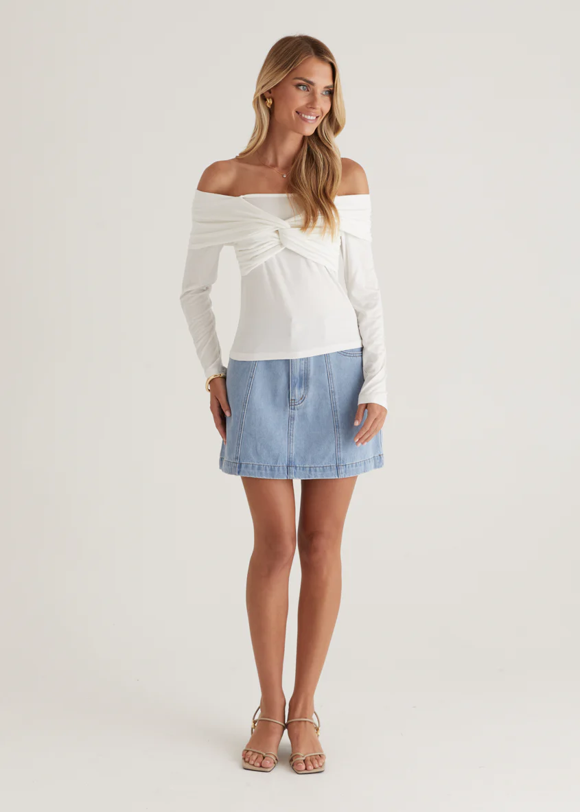 Saira Jersey Top - Off White - Image 4
