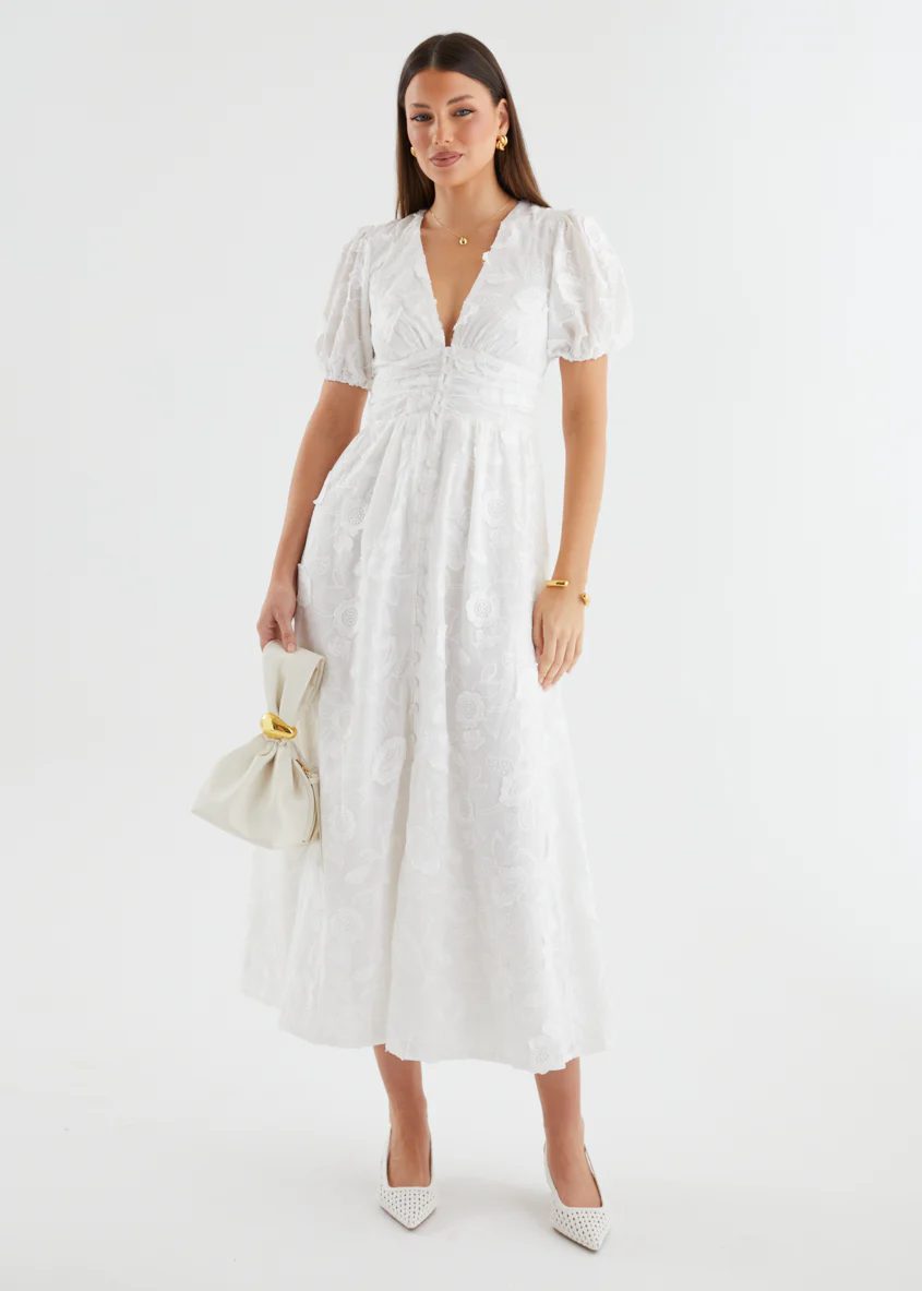 Saisto Midi Dress - White - Image 3
