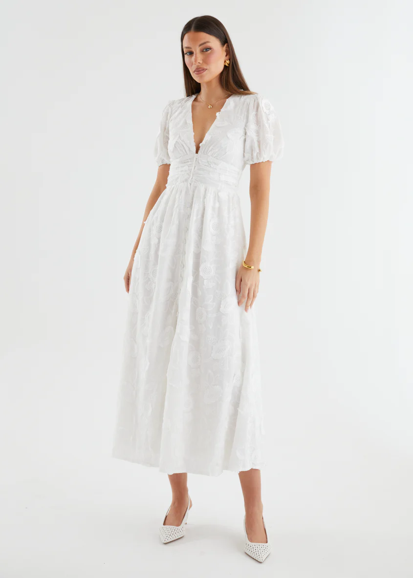 Saisto Midi Dress - White - Image 5