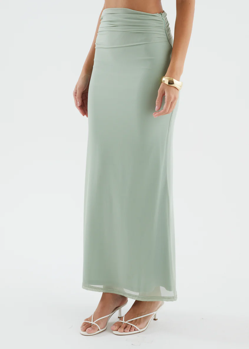 Santanna Mesh Maxi Skirt - Sage - Image 9