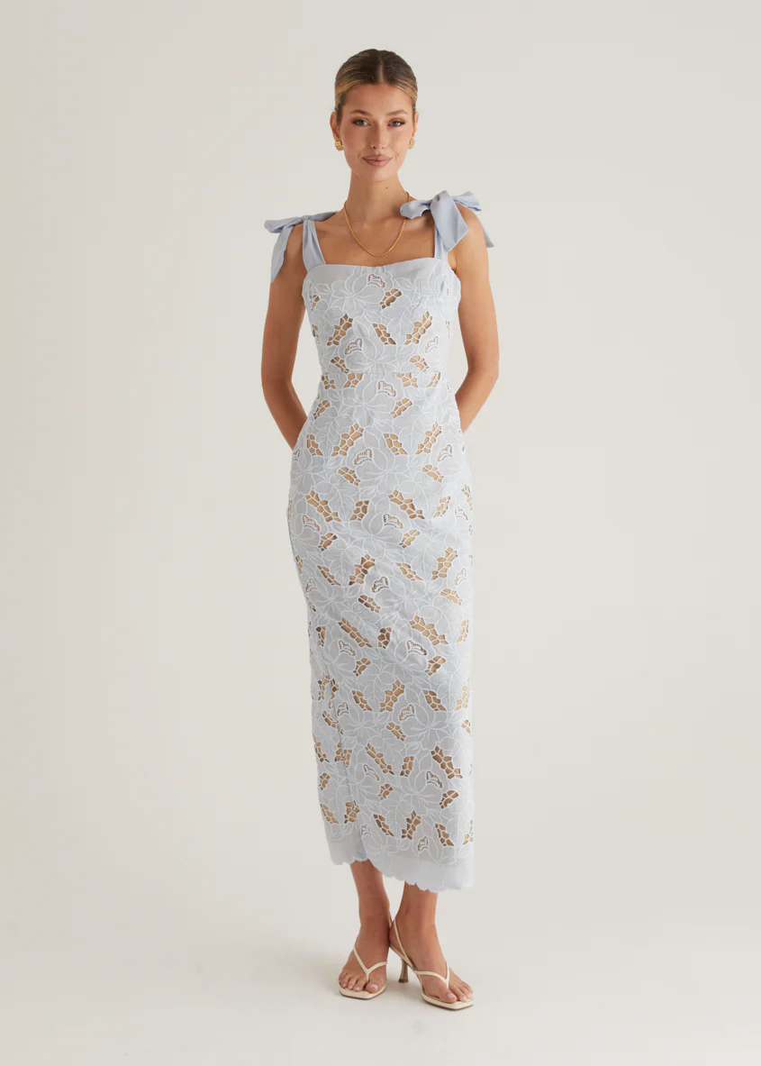 Serenity Embroidered Maxi Dress - Baby Blue - Image 10