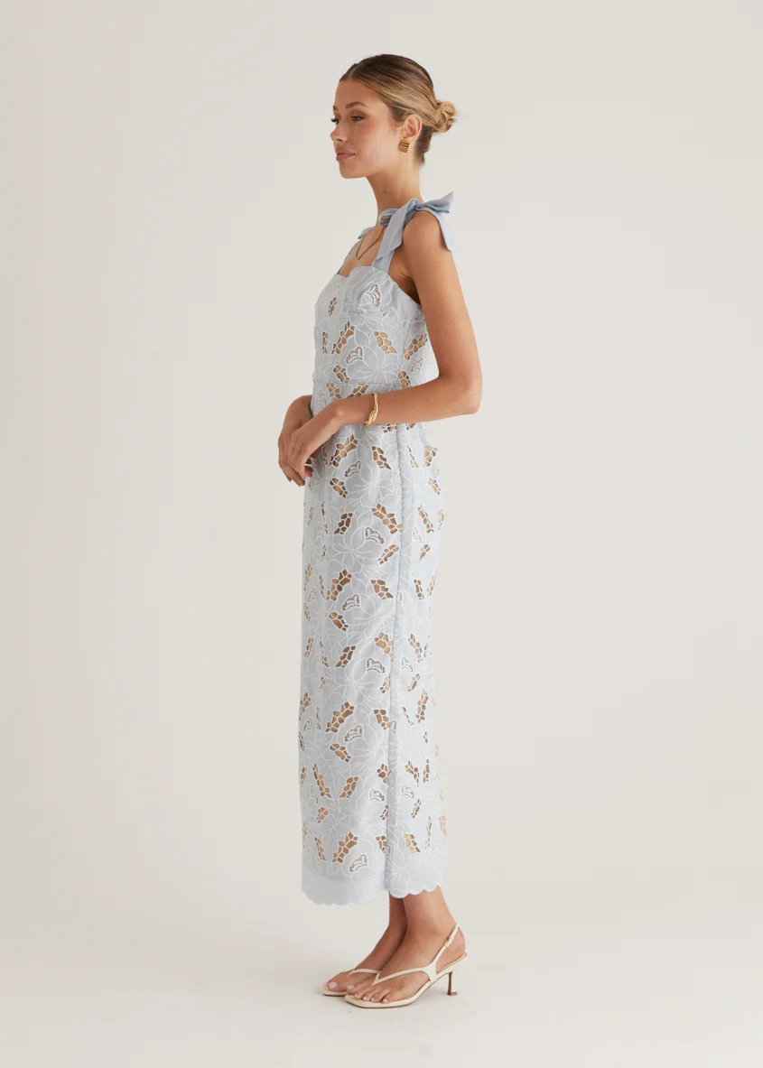 Serenity Embroidered Maxi Dress - Baby Blue - Image 13