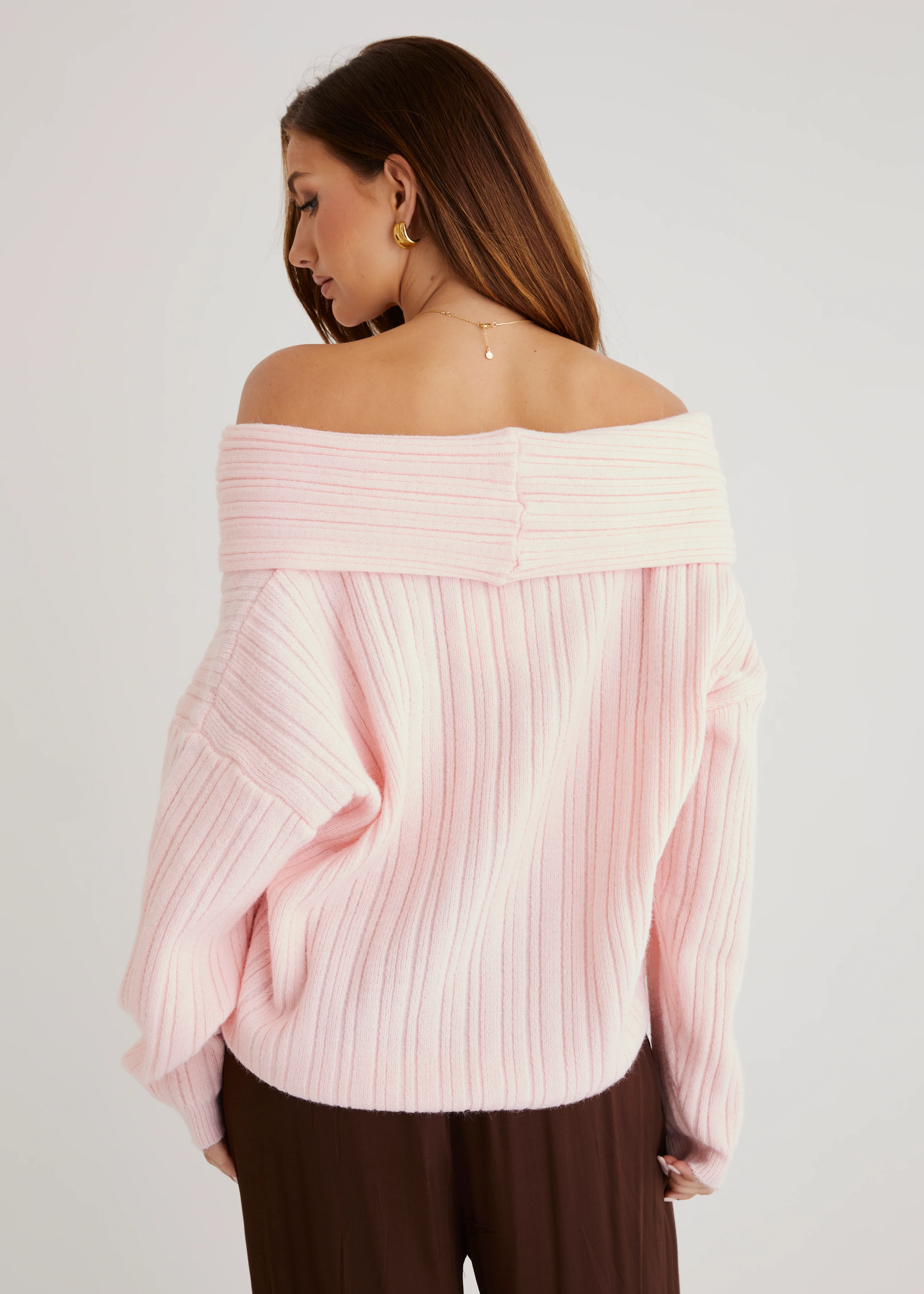 Shiloh Off Shoulder Sweater - Pink - Image 5
