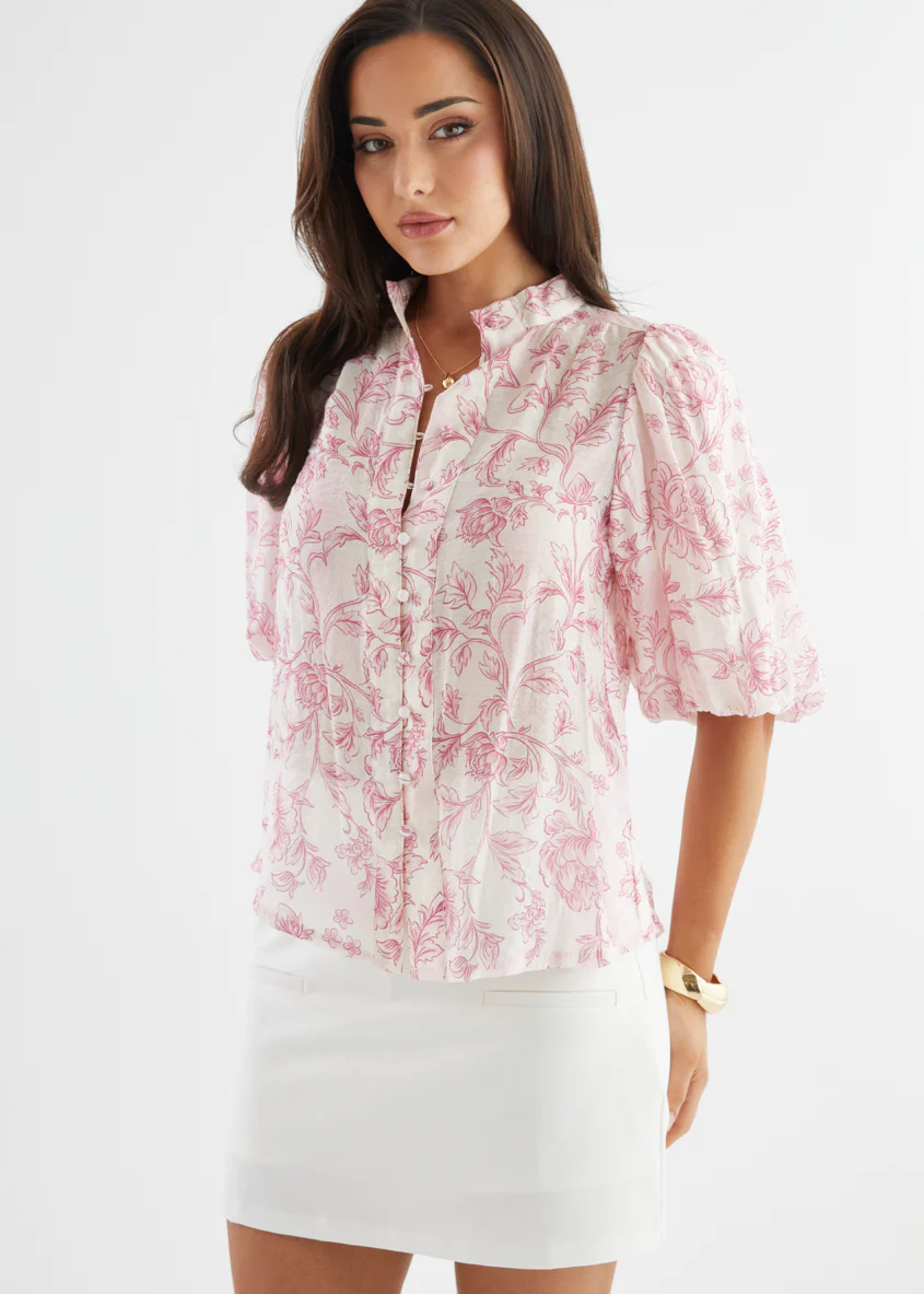 Simone Blouse - Pink Floral - Image 3