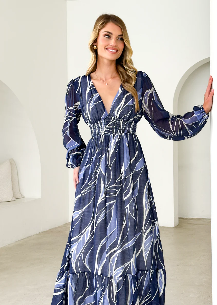Skyline Maxi Dress - Navy Swirl - Image 9