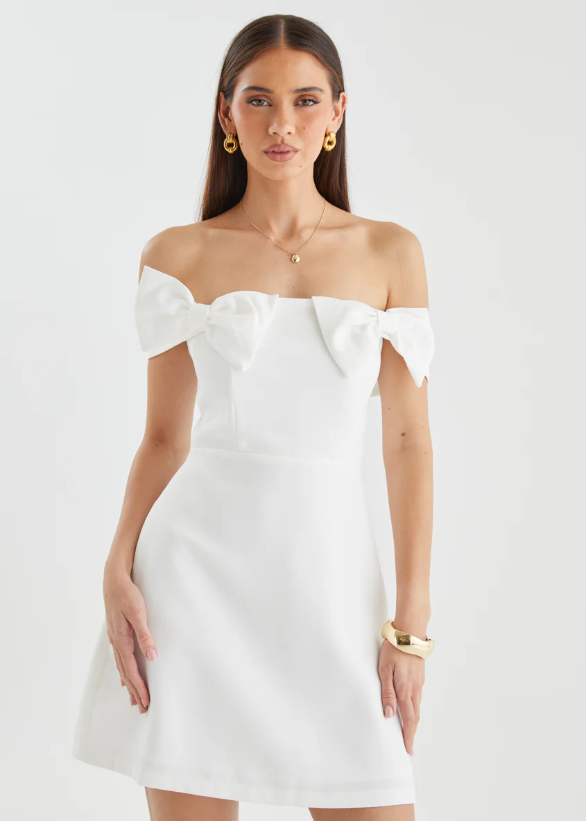 Sofi Off Shoulder Dress - White - Image 4
