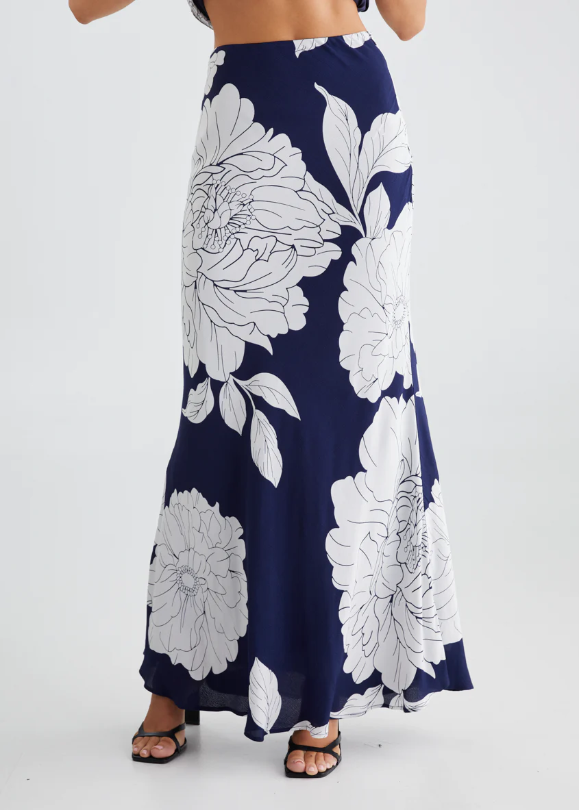 Solar Maxi Skirt - Navy Bloom - Image 4