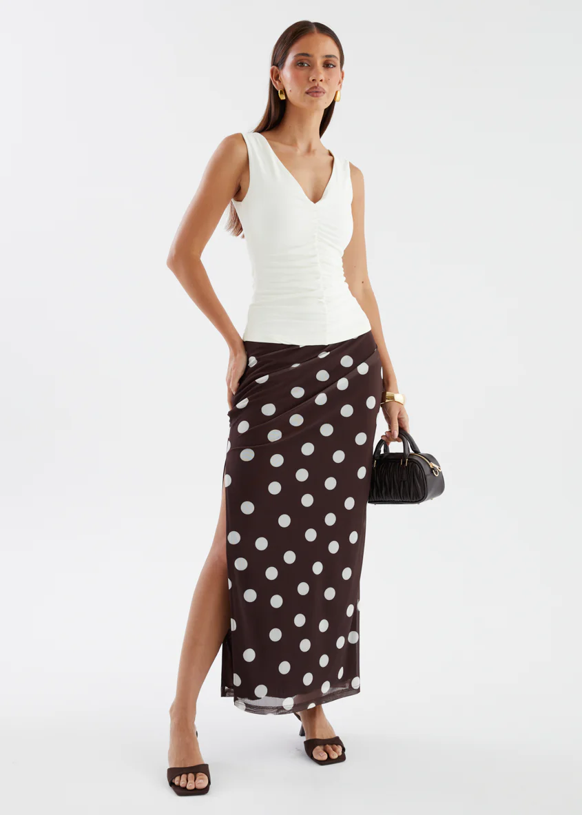 Solay Maxi Skirt - Chocolate Polka - Image 2