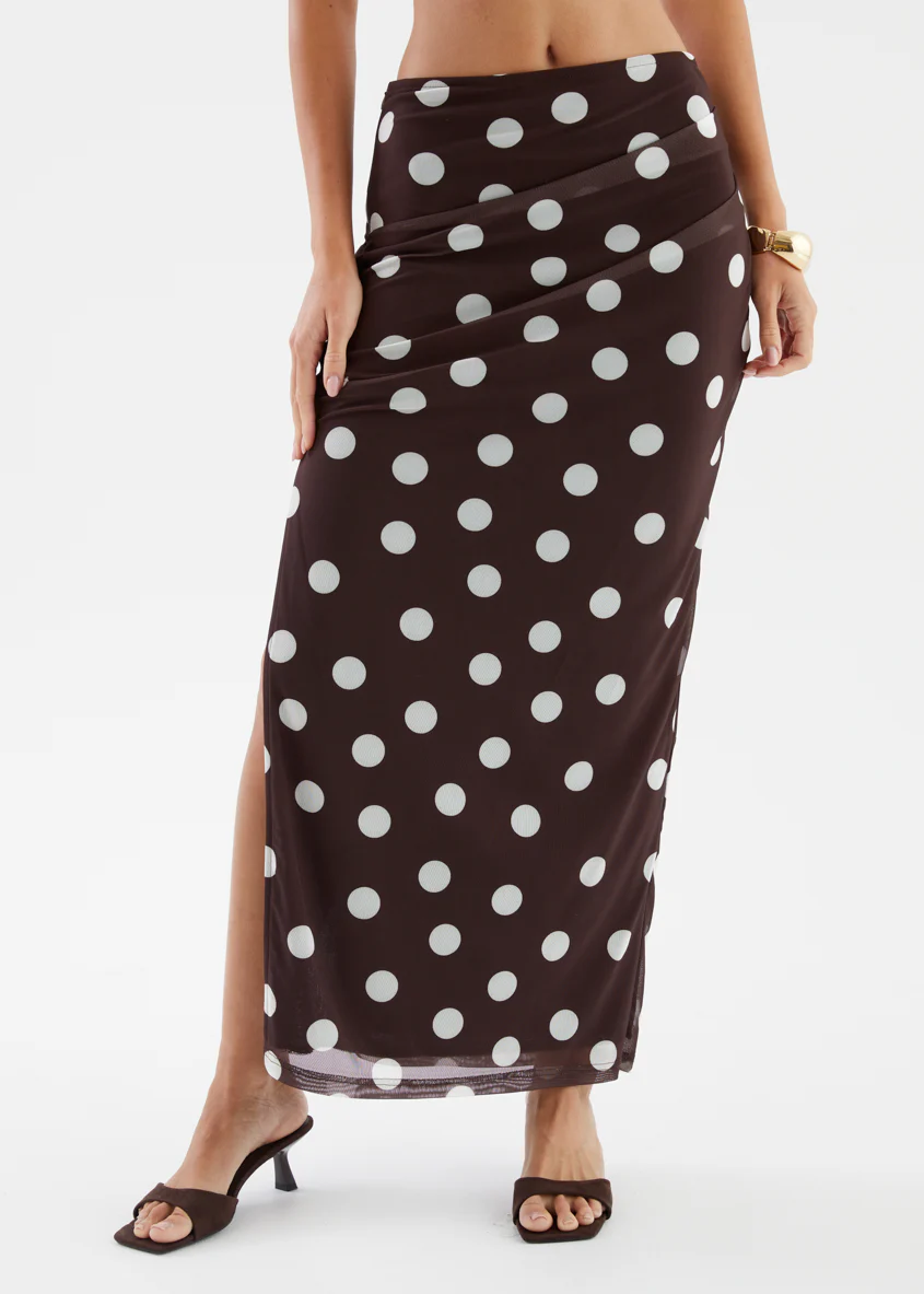 Solay Maxi Skirt - Chocolate Polka - Image 3