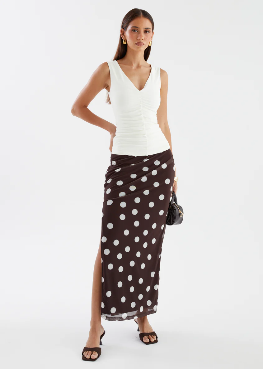 Solay Maxi Skirt - Chocolate Polka - Image 4