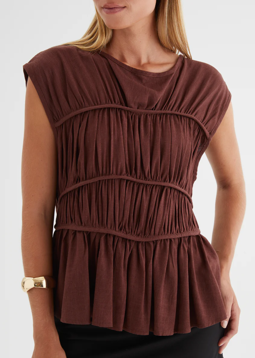 Sunstone Pleated Top - Chocolate - Image 10