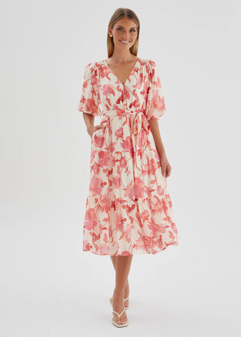 Susanne Midi Dress - Pink Floral - Image 6