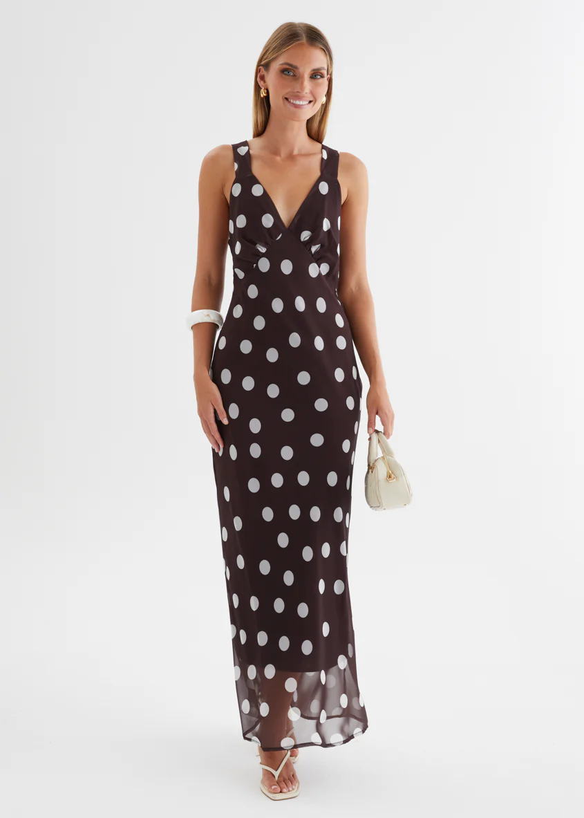 Taleena Maxi Dress - Chocolate Polka - Image 5