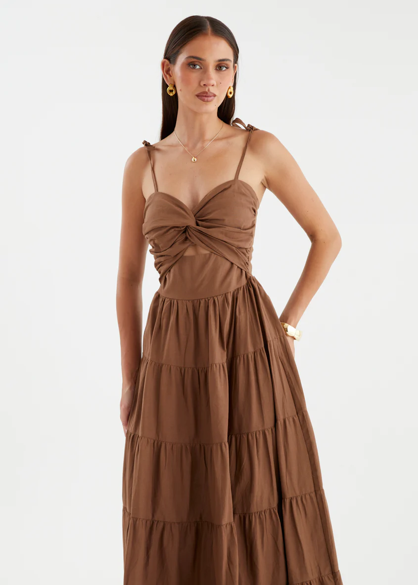 Tallia Midi Dress - Chocolate - Image 4