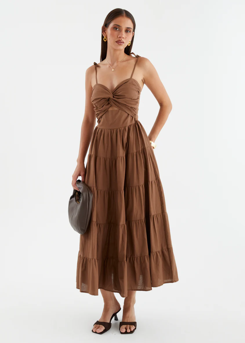 Tallia Midi Dress - Chocolate - Image 6