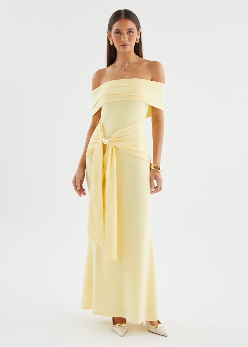 Tania Off Shoulder Maxi Dress - Yellow - Image 4