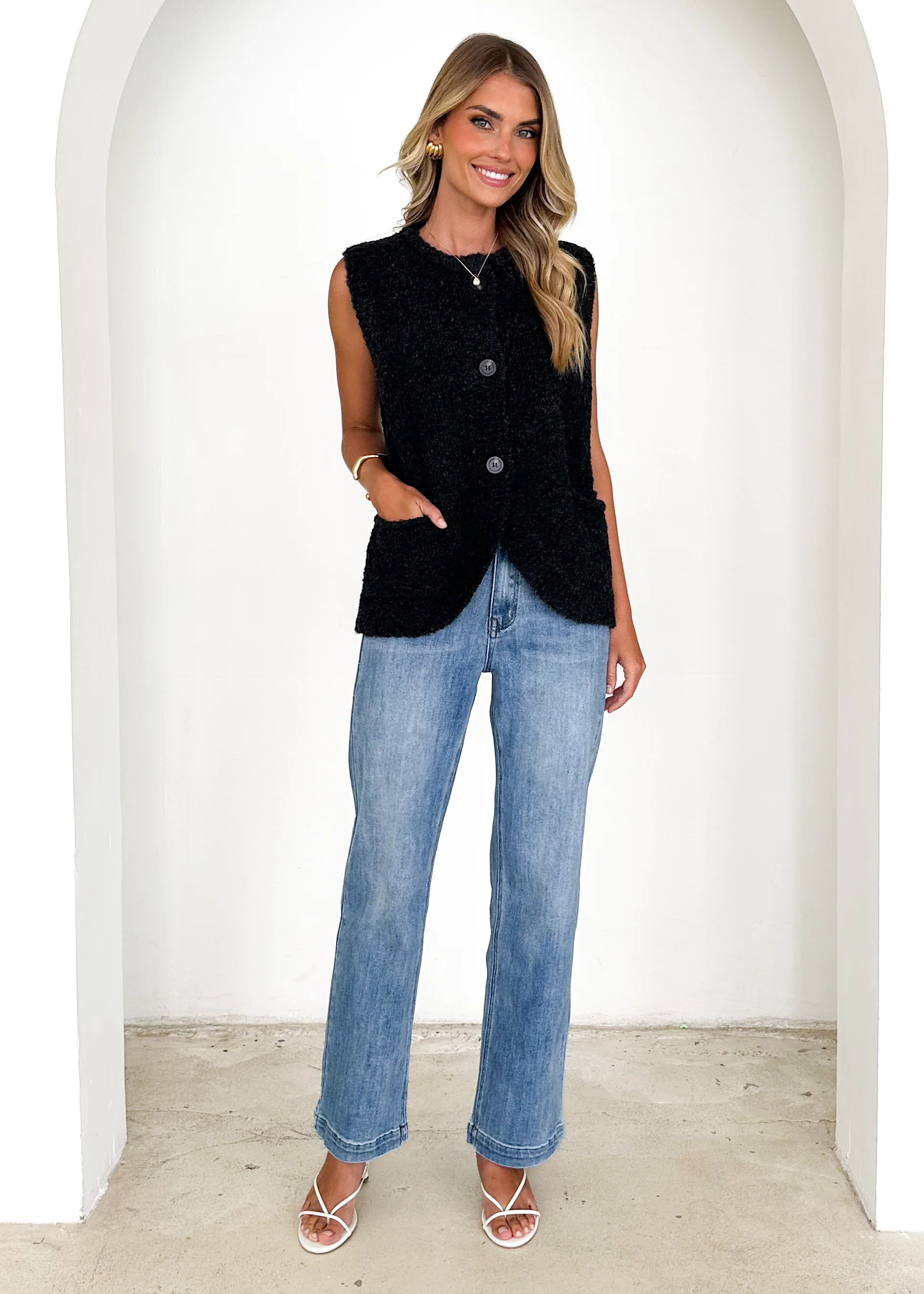 Tarragon Knitted Vest - Black - Image 3