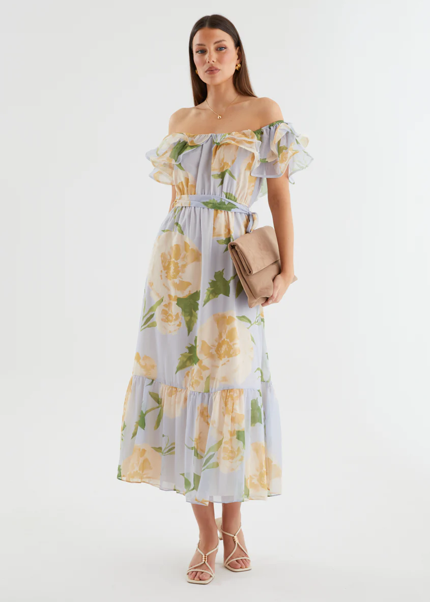 Tarsha Off Shoulder Maxi Dress - Blue Bloom - Image 11