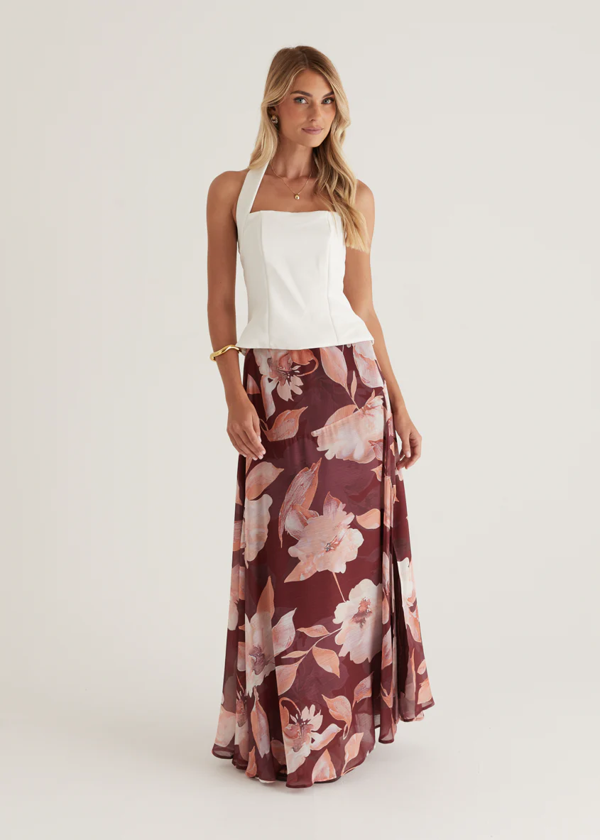 Tatum Maxi Skirt - Burgundy Floral - Image 21