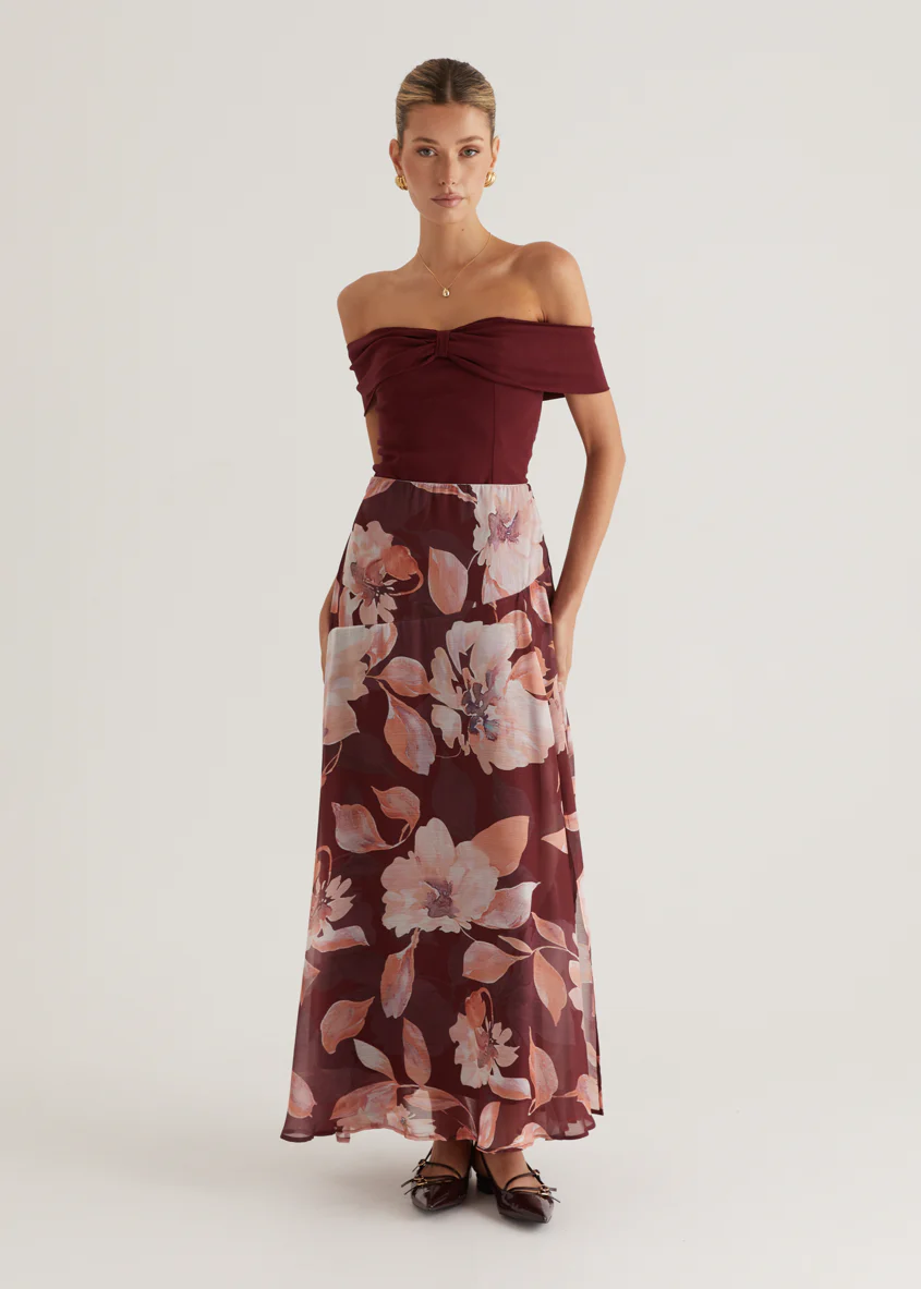 Tatum Maxi Skirt - Burgundy Floral - Image 34