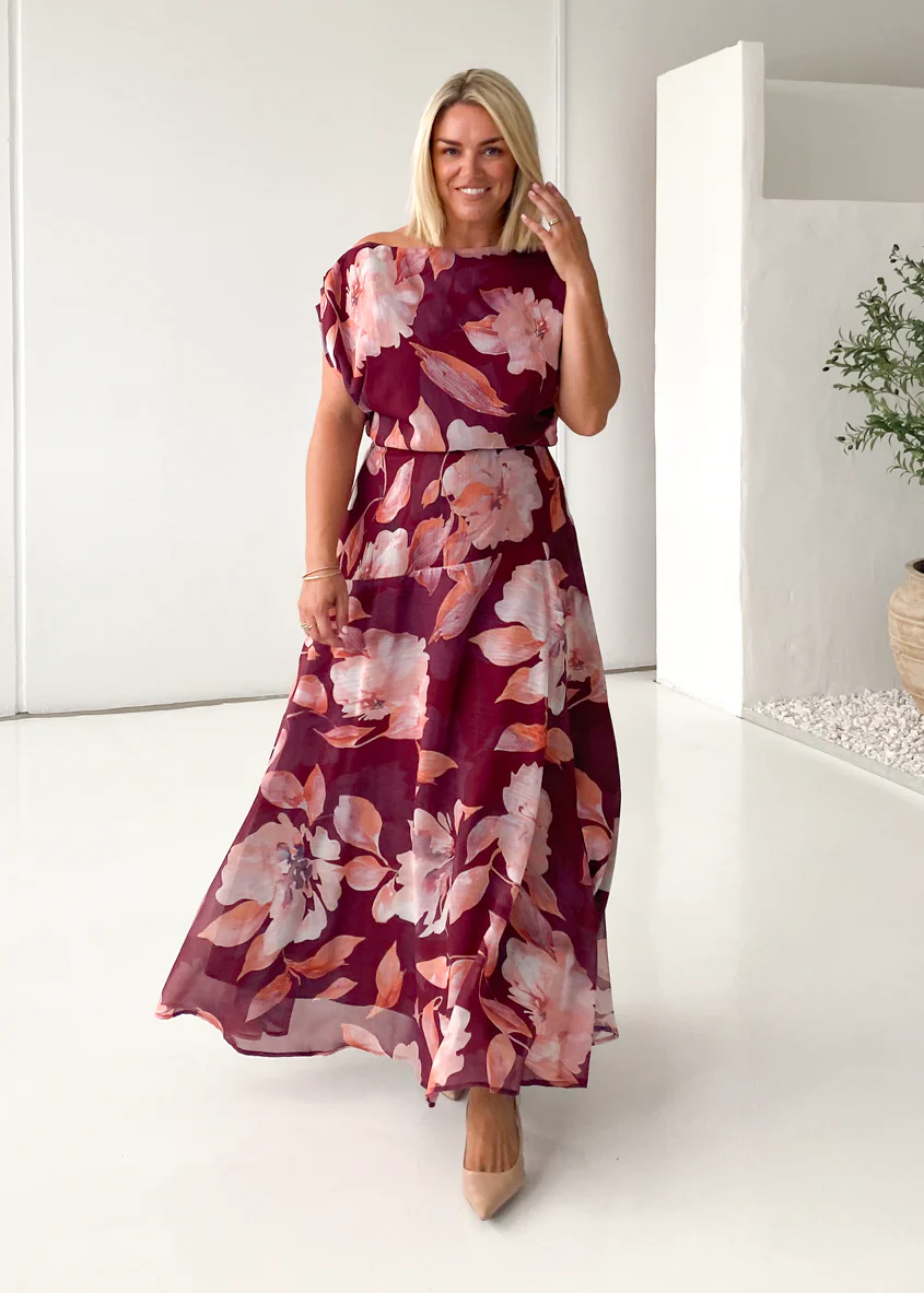 Tatum Maxi Skirt - Burgundy Floral - Image 4