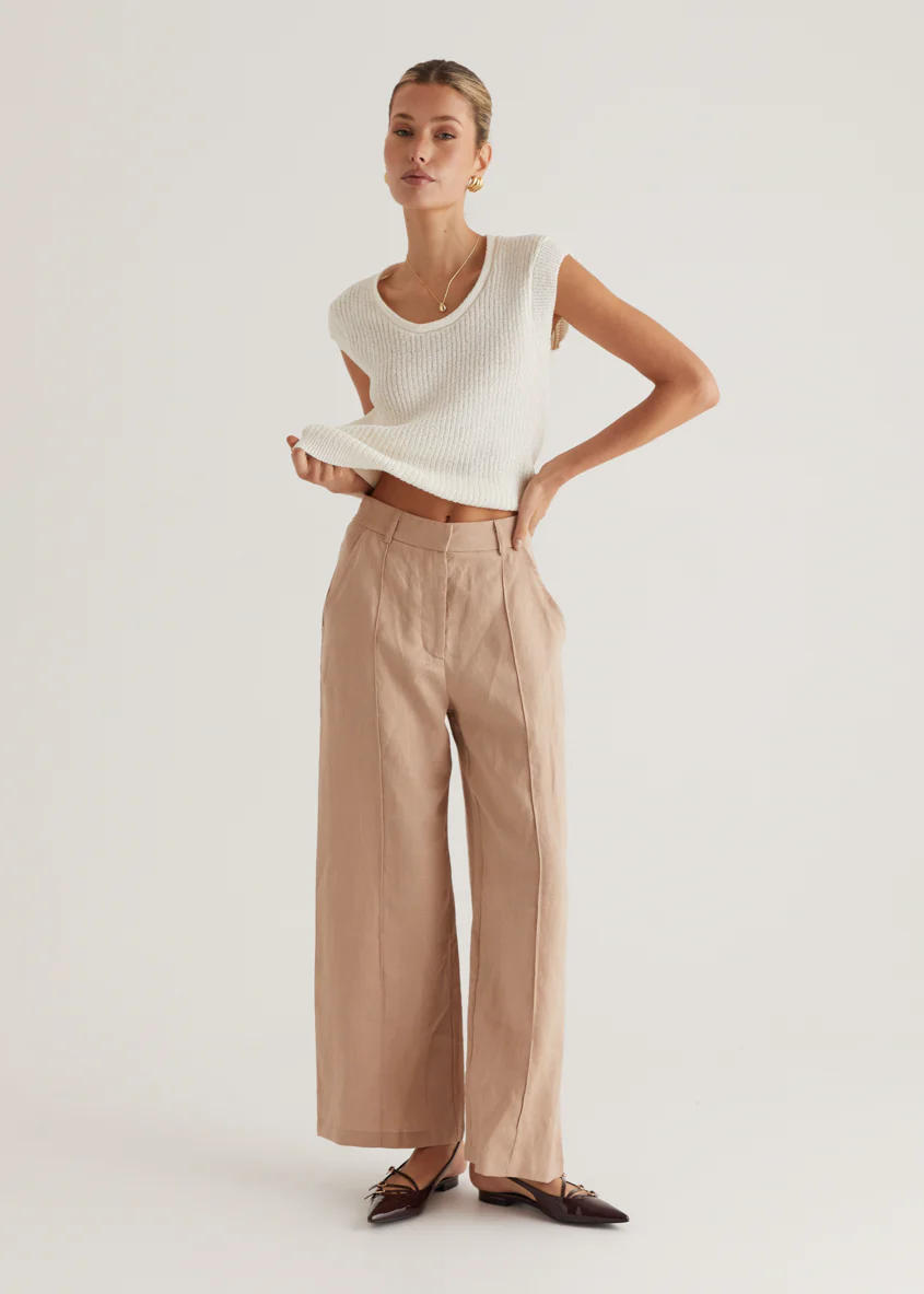 Thalia Linen Pants - Taupe - Image 16