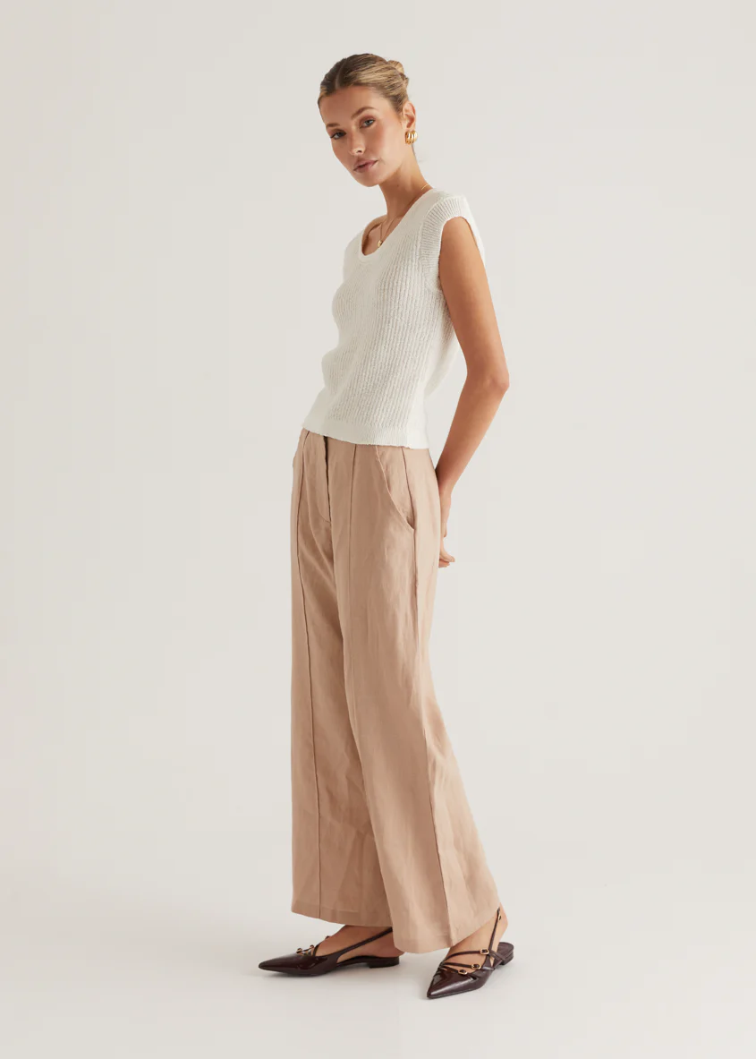 Thalia Linen Pants - Taupe - Image 17
