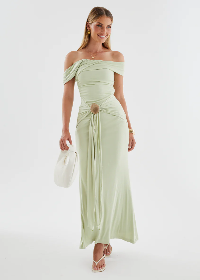 Tiarna Off Shoulder Maxi Dress - Matcha - Image 4