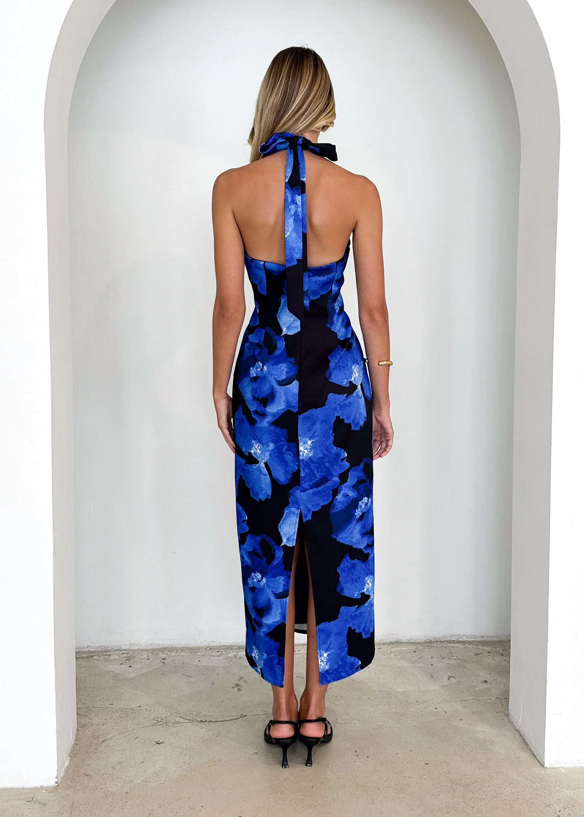 Tibetan Halter Maxi Dress - Blue Floral - Image 8